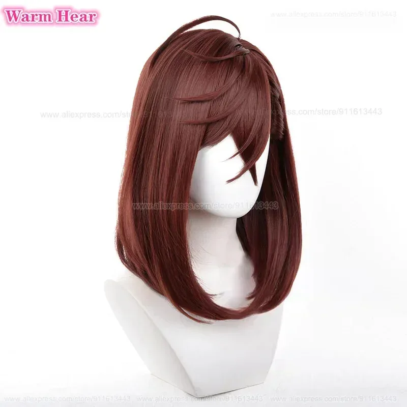 โมโมะ อายาเสะ สังเคราะห์ 43 ซม.ยาวสีน้ำตาลเข้มวิกผมและต่างหูผมทนความร้อนฮาโลวีนปาร์ตี้คอสเพลย์อะนิเมะวิกผม