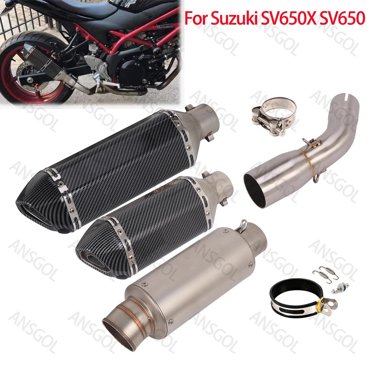 

Выхлопные системы мотоцикла, надеваемые для Suzuki SV650X SV650 SV 650 2016-2020, выхлопная система глушителя, звено трубы