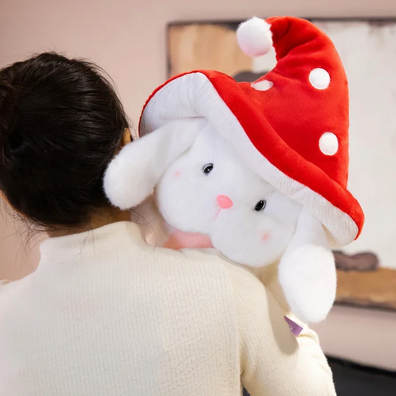 الكرتون الفطر الأرنب بلوشيز لينة جدا محبوب الأبيض أرنب ألعاب من نسيج مخملي محشوة الحيوان لينة مهدئا النوم دمية الهدايا فتاة