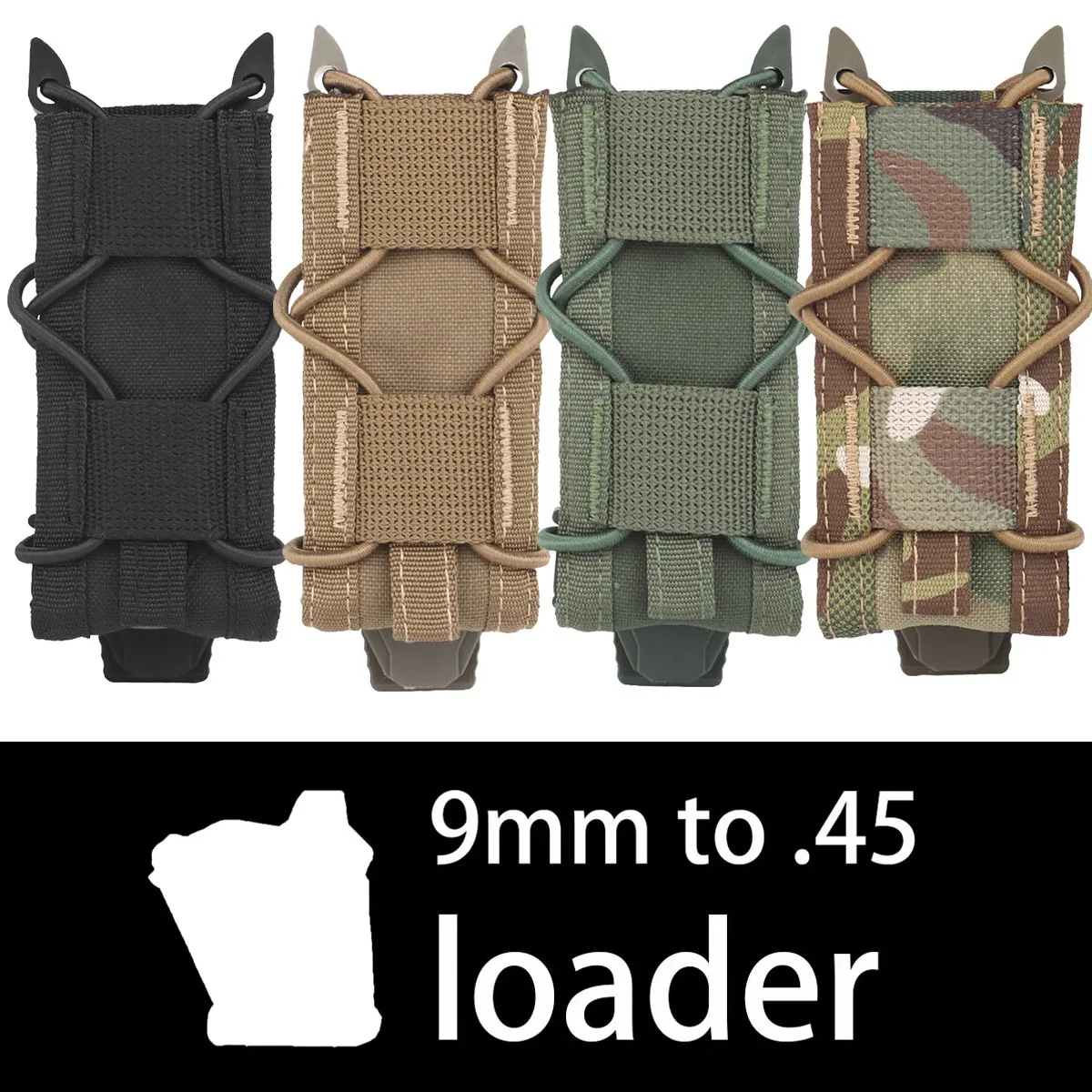 Tactical Outdoor Sports Magazine Bag Accessory Speed .45 to 9mm Loader 45ACP For Calibers 9x19mm Holster Pouches Hunting Black