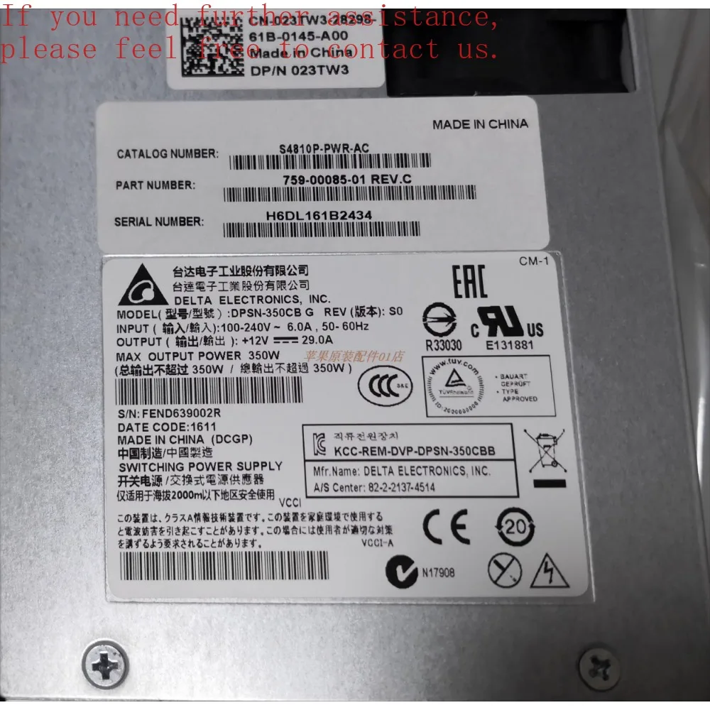 For Dell S4810P 8024F switching power supply DPSN-350CB G 023TW3