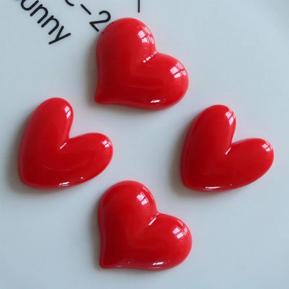 10PCS Shiny Red Heart Series Resin Flat Back Cabochons For Hairpin Scrapbooking DIY Jewelry Craft Decoration Accessories