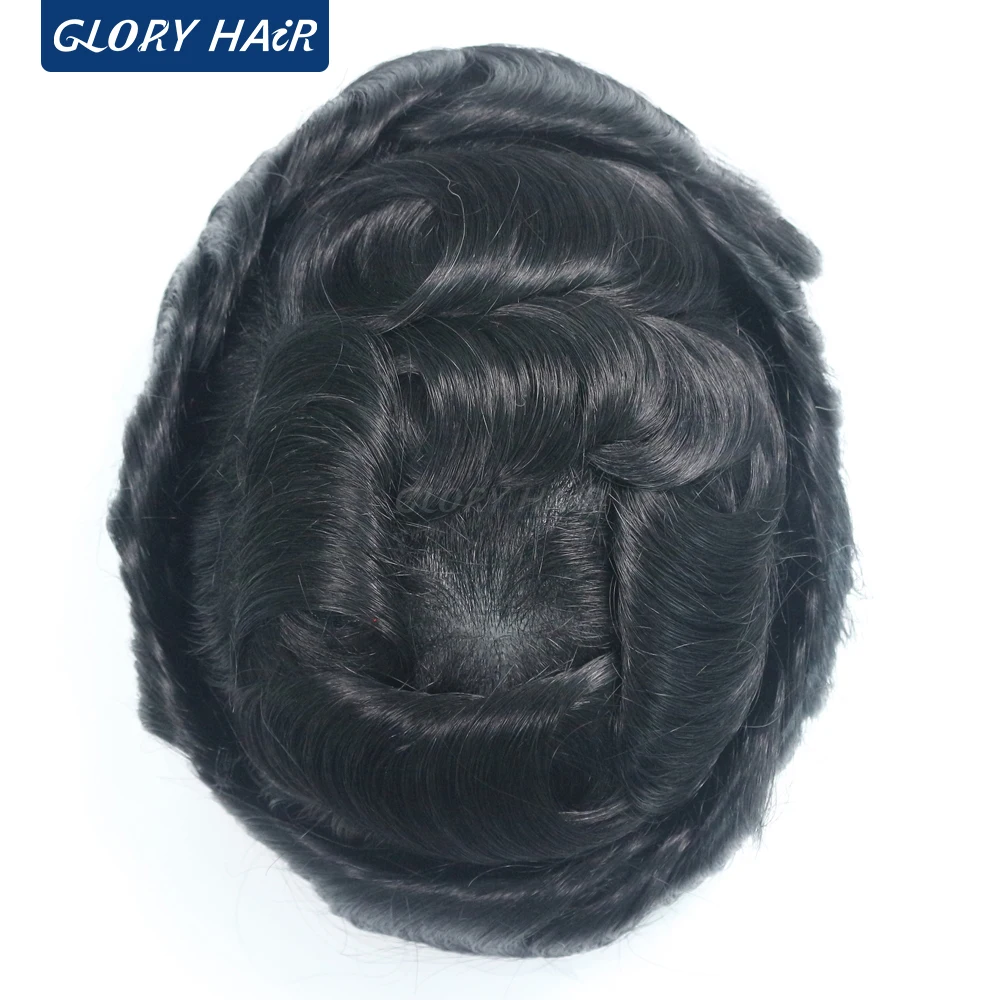 NG - 0.03-0.04mm Men Toupee Super Thin Skin Human Hair System 90% Density Natural Hair Unit