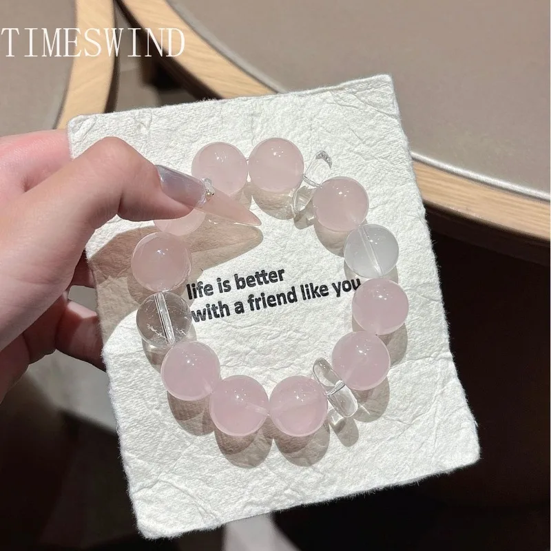 

TIMESWIND оригинальные хрустальные натуральные светло-розовые белые круглые бусины 14 мм, женский браслет на удачу, модные украшения с сертификатом