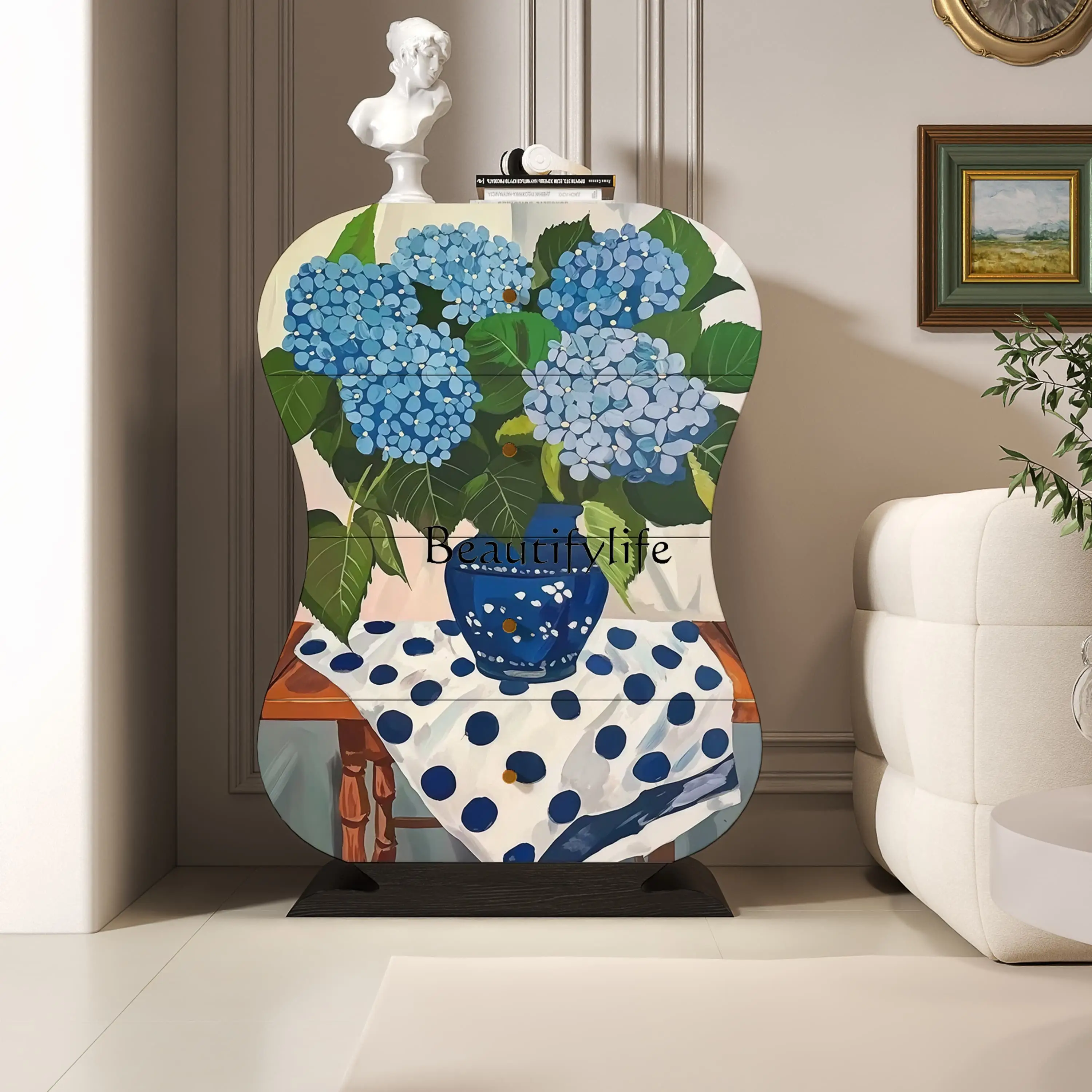 

French painted solid wood porch cabinet living room bed and breakfast locker