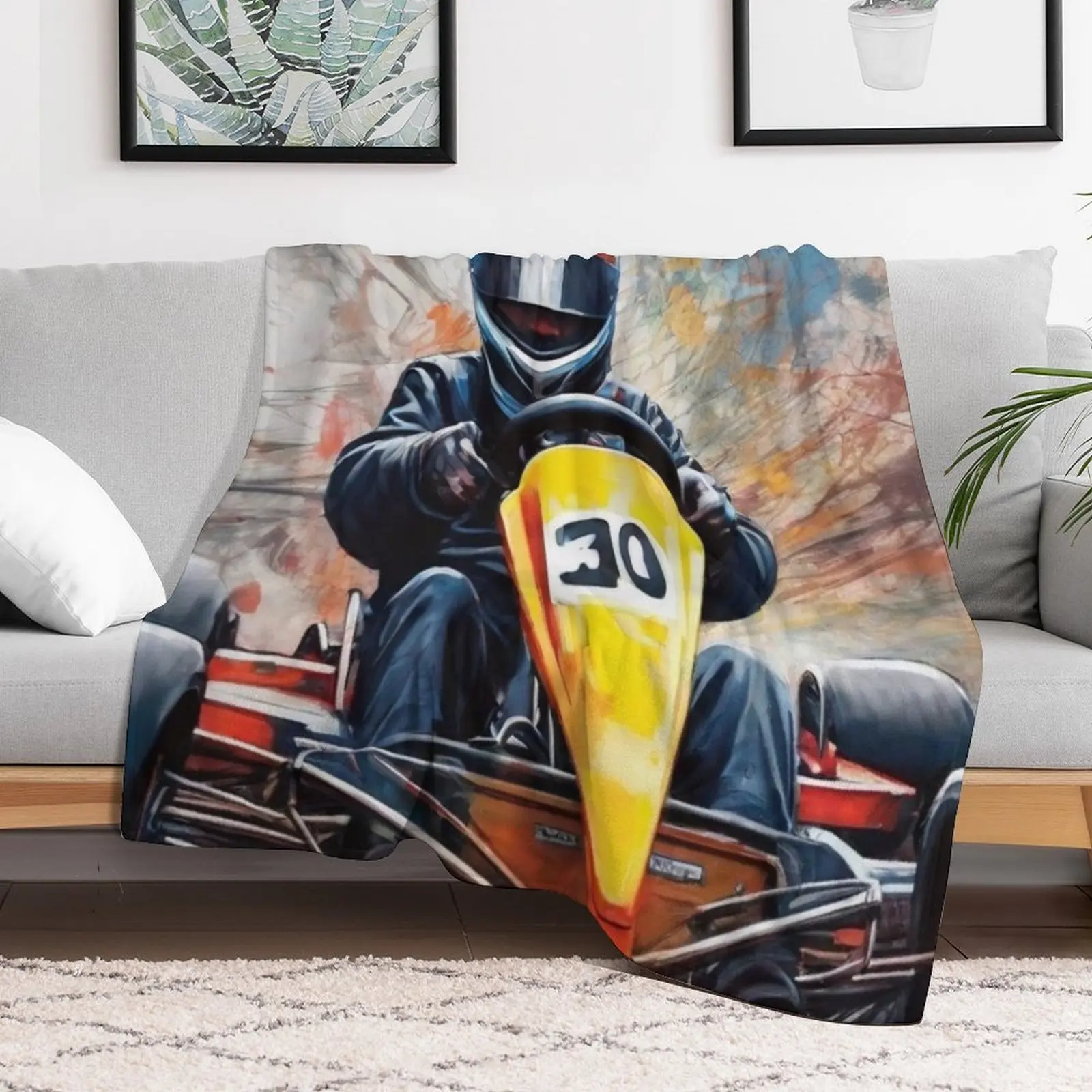 Go Kart in Action Throw Blanket anime Soft Plush Plaid Decorative Sofas Blankets