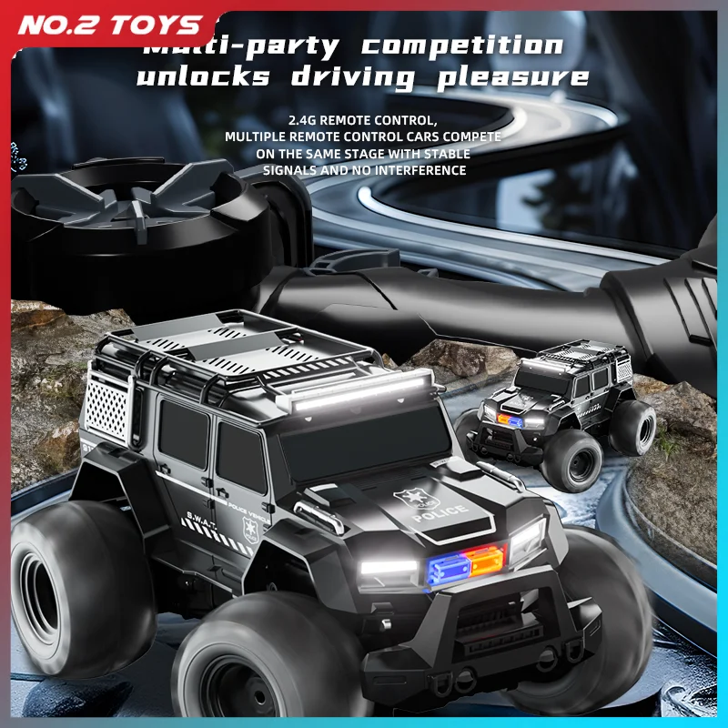 

2.4G RC Police Cars Amphibious Vehicle 4WD Stunt Car Remote Control Climbing Car Beach Off-Road Vehicle Toys for Children Gifts