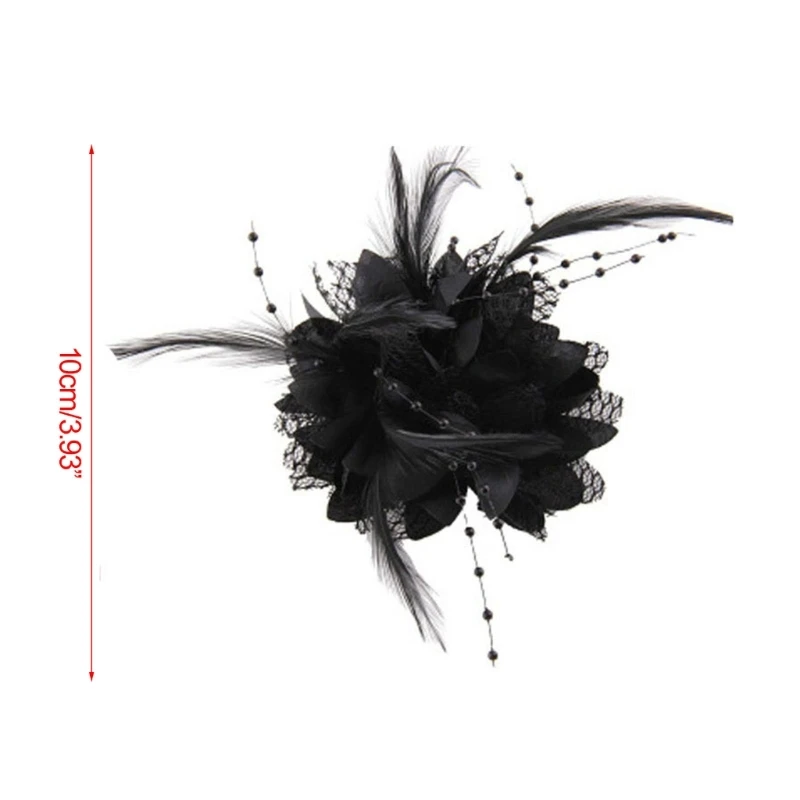 Feathers Flower Hair Accessories Wedding Party Floral Mesh Veil Headband Hairpin