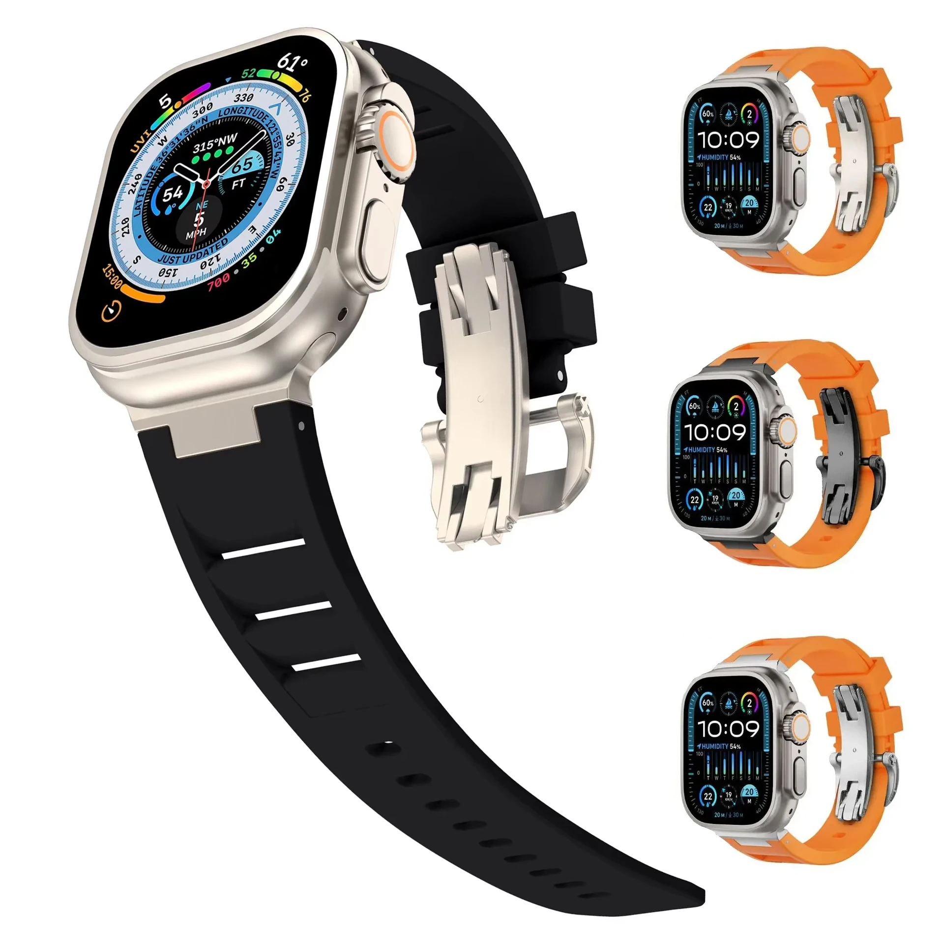 

Sports Rubber Strap For Apple Watch S10 Band 46MM Ultra 2 49MM 45MM 44MM Soft Silicone Iwatch Series 9 8 7 6 5 4 SE Bracelet