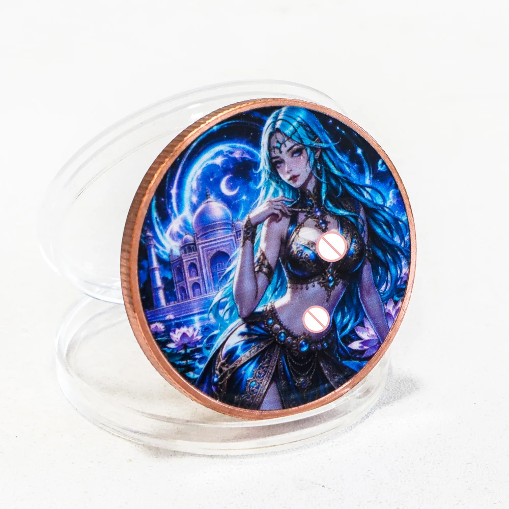 1 oz .999 Fine Copper Fantasy Moon Goddess Commemorative Coin in Display Slab Star Beauty Pure Copper Coin Gifts for Collectors