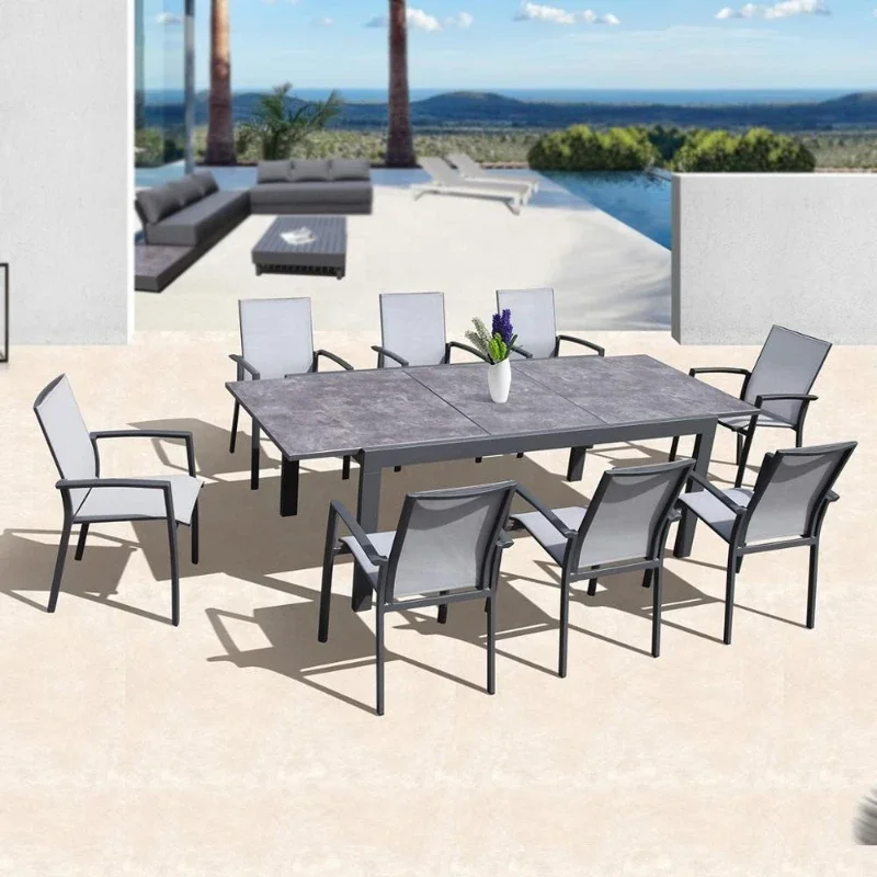 Aluminum Terrace Extended Outdoor Tables and Chairs Garden Furniture Outdoor