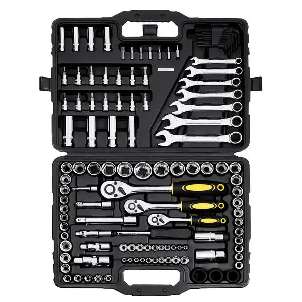 

121-Piece Mechanics Tool Set 1/4' 3/8' 1/2' Drive Sockets SAE and Metric