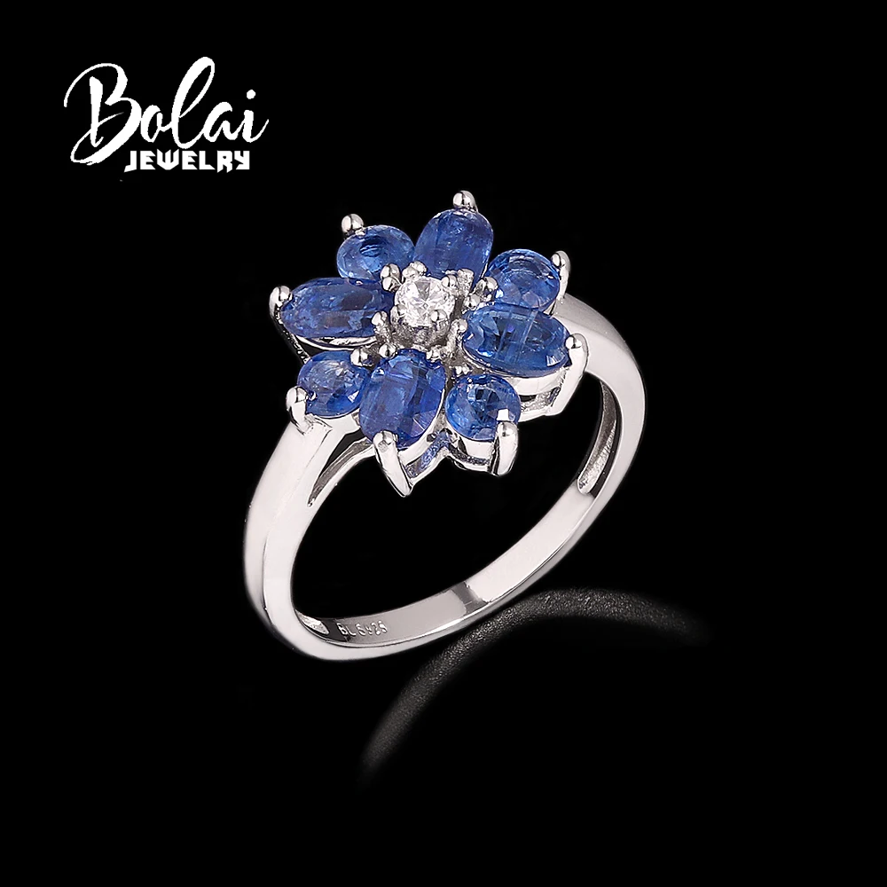 

Flower shape design natural Kyanite Ring Women's 925 sterling silver real gemstone fine jewelry for women's anniversary gifts