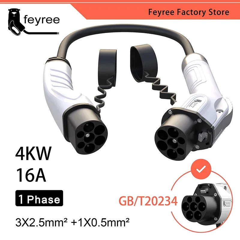 feyree Type2 Power Side Plug to GB/T Adapter for Charging Cable Portable EV Car Charger Socket 32A 7KW 1 Phase 32A 11KW 22KW