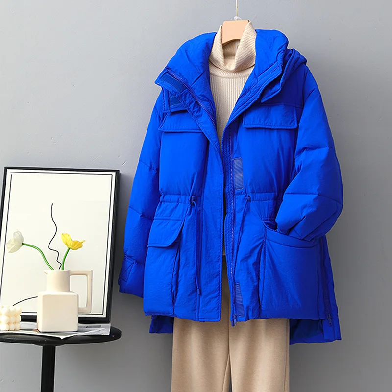 Đen Xuống Áo Khoác Nữ Thời Trang Có Mũ Áo Khoác Ấm Casual Nữ Parkas Nữ Xuống Áo Khoác Mùa Thu Và Mùa Đông