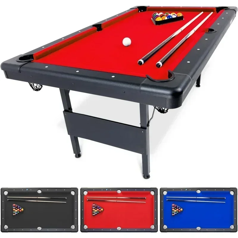 6, 7, or 8 ft Billiards Table - Portable Pool Table - Includes Full Set of Balls,