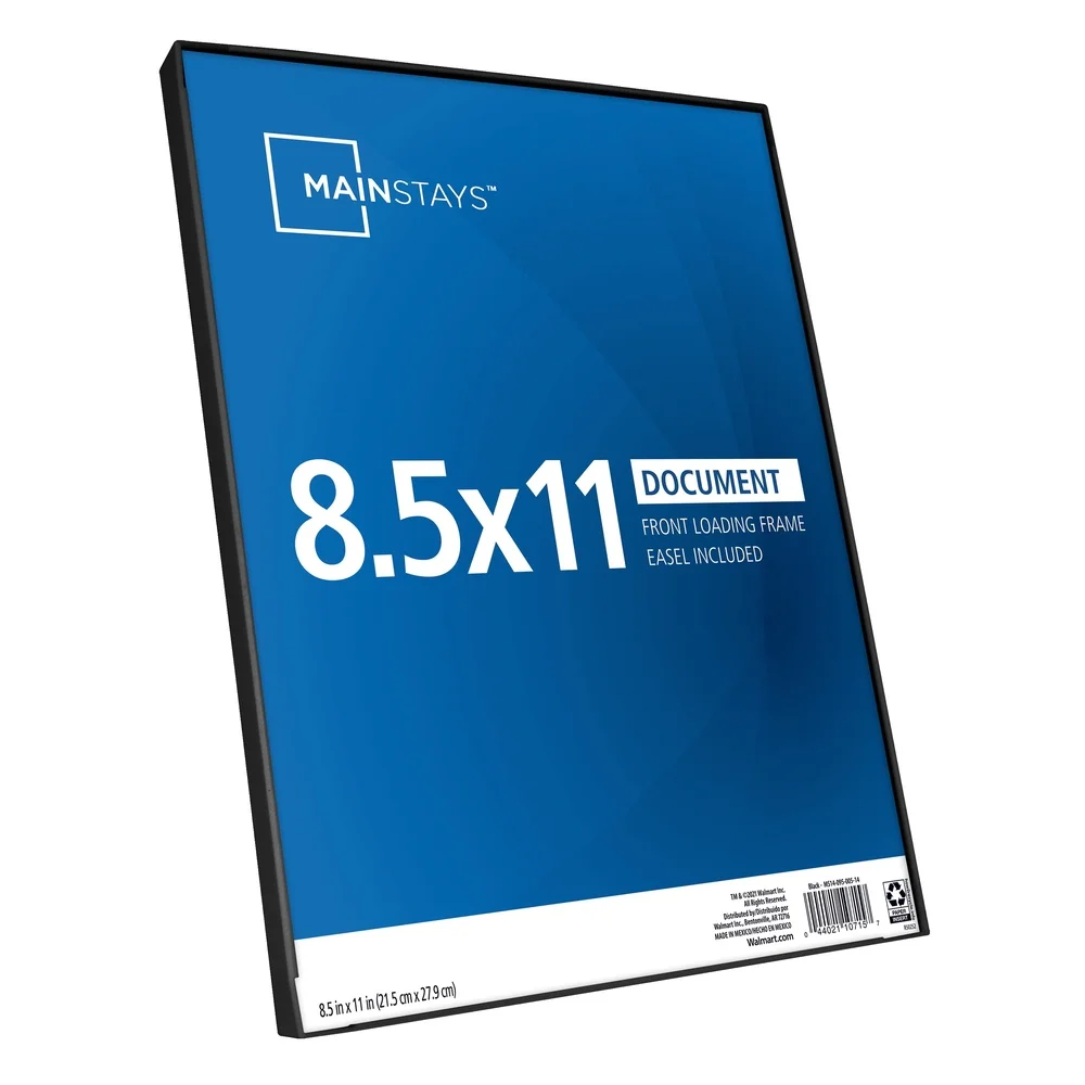 4 عبوات 8.5 × 11 إطار صورة مستندات تحميل أمامي زجاج أسود سهل الاستخدام جدار عرض الطاولة معرض ديكور المنزل والمكتب