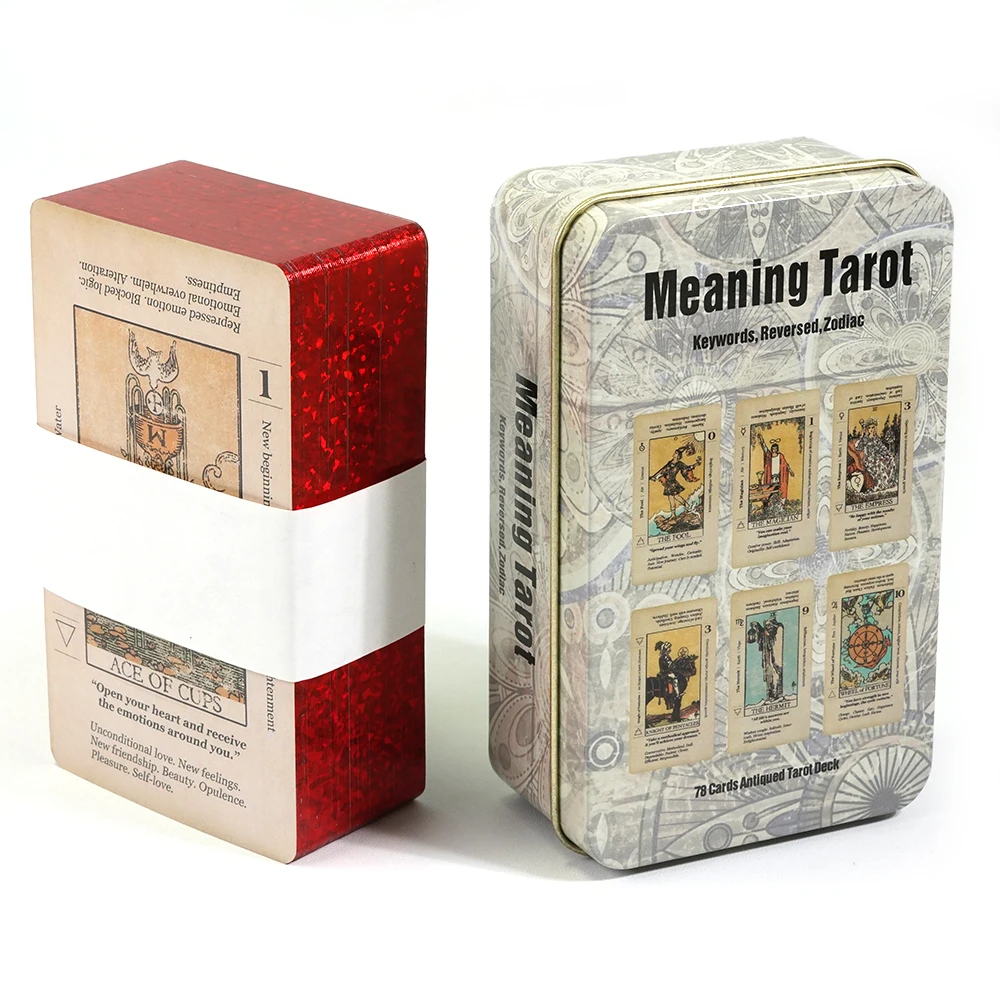 Meaning Tarot Card With Meaning On Them Tin Box Beginner Tarot Keyword Antiqued Tarot Deck Learn Tarot Witchy Fortune Telling