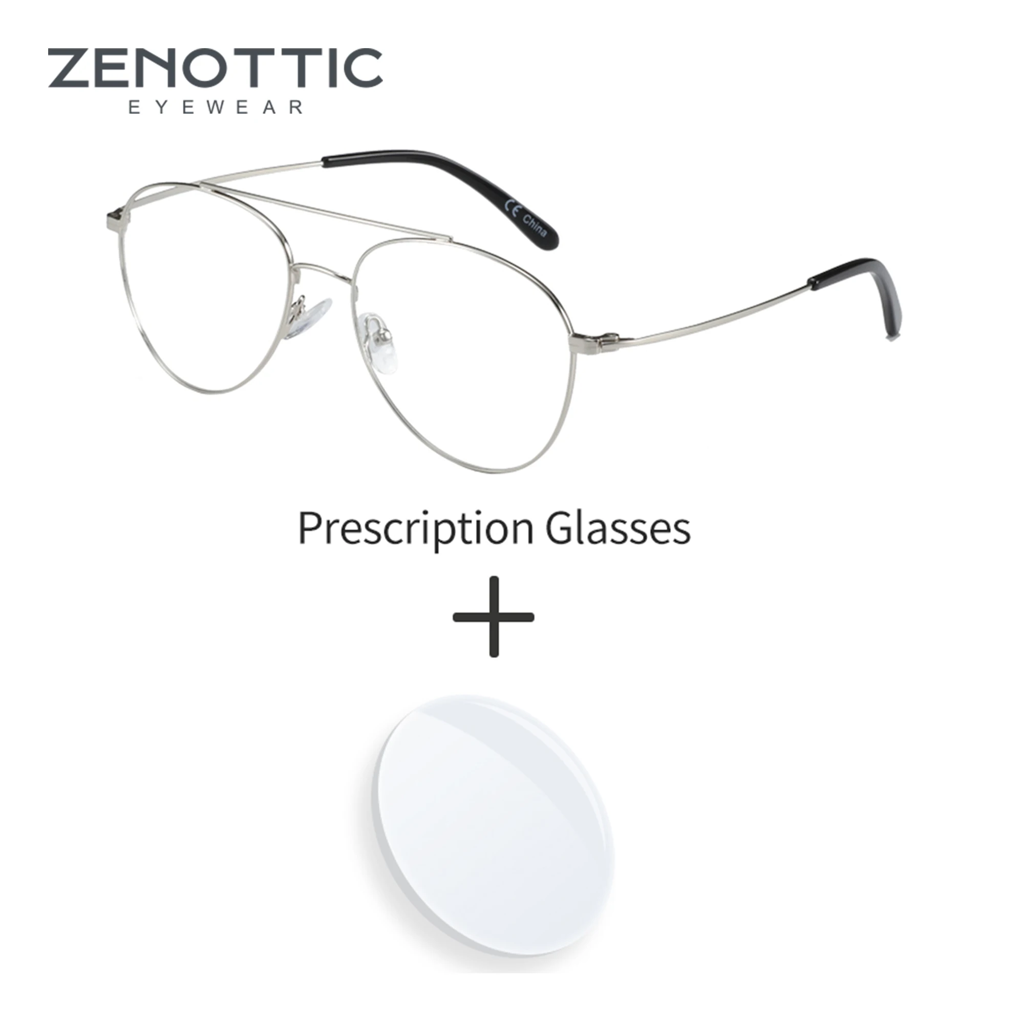 ZENOTTIC  Fashion Aviator Prescription Eyewear Men‘s Design Progressive Optical Glasses Anti-Blue Light Myopia Eyeglasses