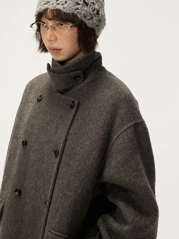 

Retro Design Woolen Coat Winter New Mid-Length Woolen Coat for Women 8-24 Years Old 2025 Winter Long Sve Regular Sve