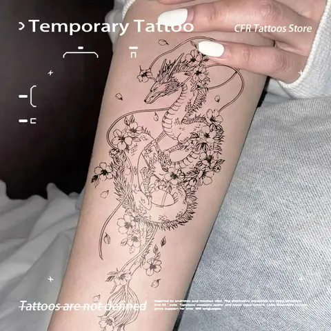 Fake Tatto Dragon Herbal Juice Tattoo Stickers Temporary Tattoos Hotwife Party Gift Charm Tatuaje Ive Sticker Wholesale Y2K Art