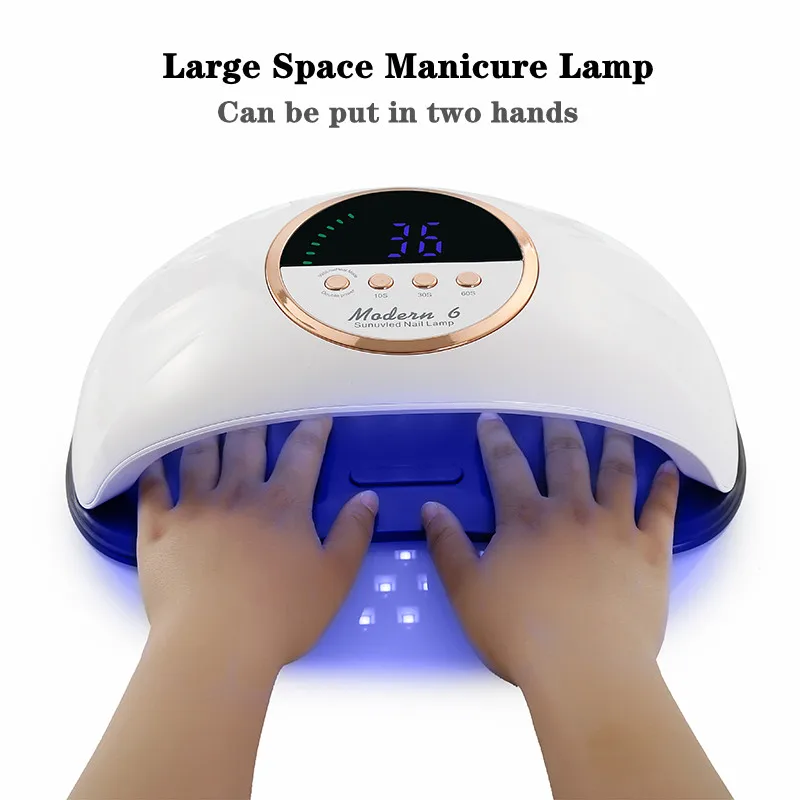 Large Space UV Nail Phototherapy Lamp Modern 6/3 LED Nail Light Quick Dryer Cure Gel Nail Manicure Machine Fit Two Hands