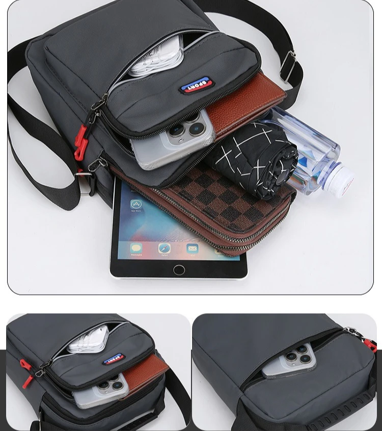Neue Herren-Umhängetasche, schlichte Schultertasche, lässige, geräumige Tasche für den täglichen Gebrauch, atmungsaktive Reisetasche für Herren. – Detail 8