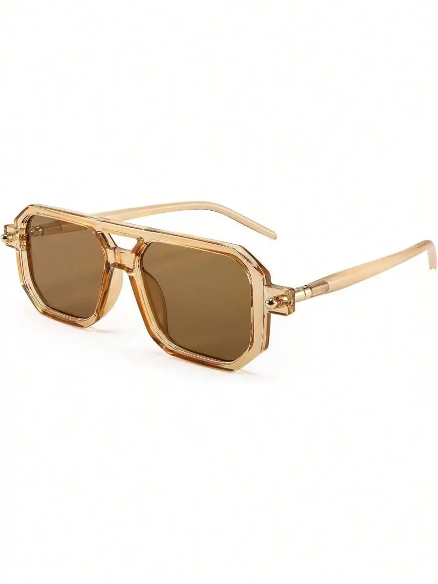 

Transparent Amber Square Frame Sunglasses with Brown Lenses for Men and Women