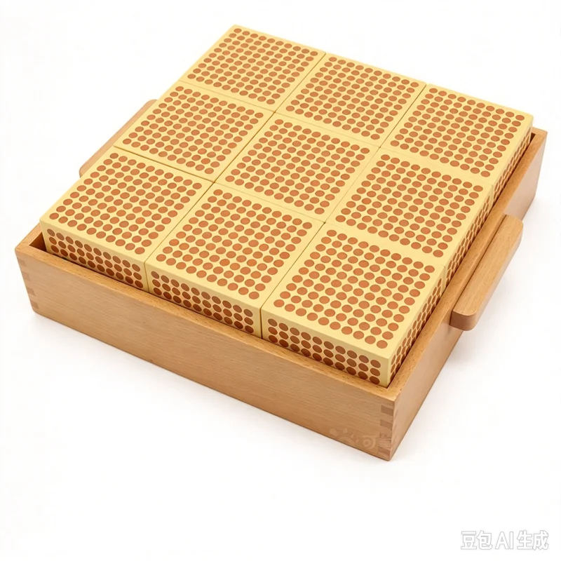 Montessori Mathematical Educational Toys 9 Wooden Thousand Cubes Decimal System Learning Tools Early Teaching Aids Math Game