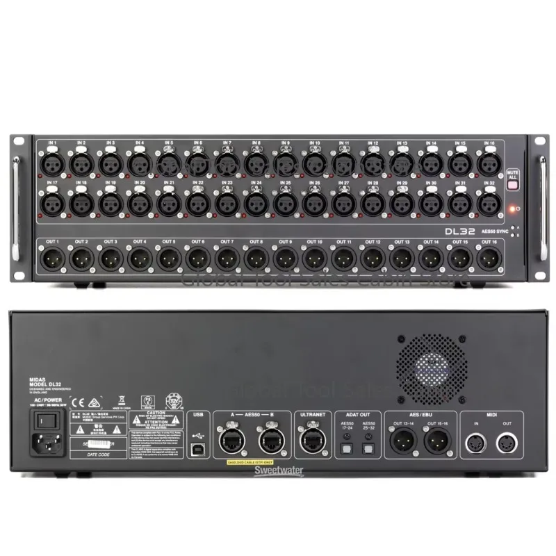 

DL32 32 входа, 16 выходов, сценический блок с 32 микрофонными предусилителями, интерфейсы ULTRANET ADAT для цифровых мультипоров