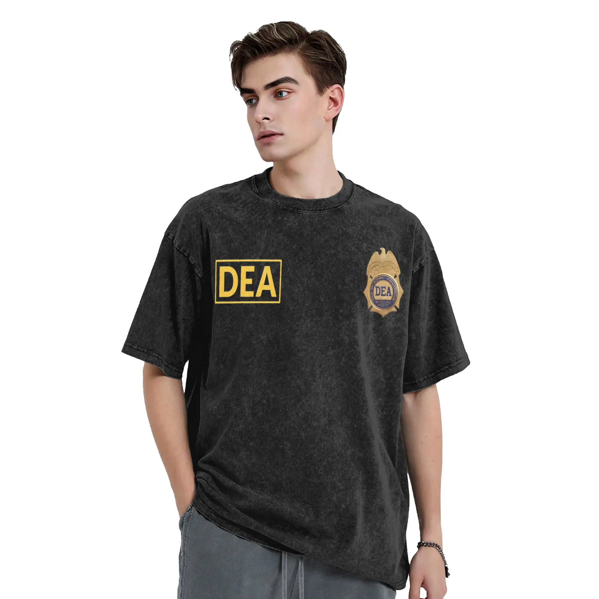 DEA America Federals Interdiction Agency Washed T Shirts Streetwear Hip Hop Vintage T-Shirts  Tees for Men Women Oversize Summer