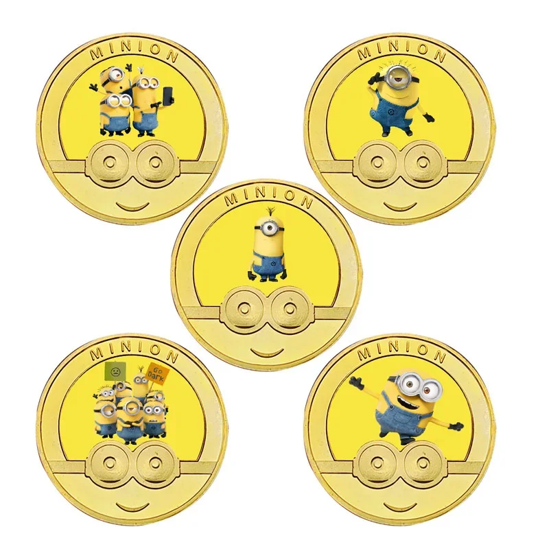 New Minions Stuart Kevin Bob Cute Cartoon Commemorative Coin Gold Coin Souvenir Badge Anime Figure Anime Peripheral Kids Gifts