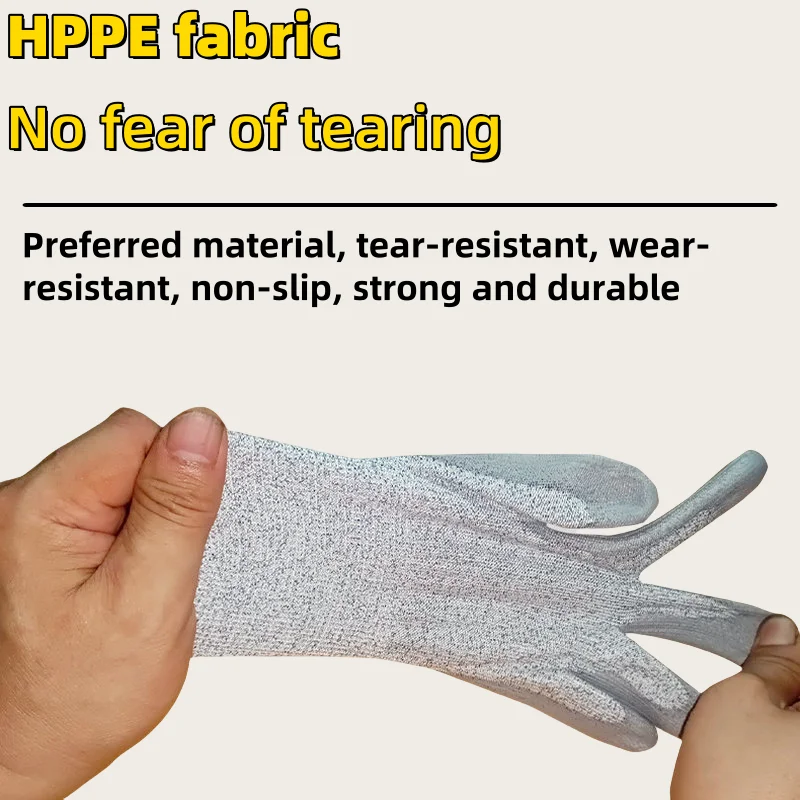 Level 5 Cut Proof Gloves HPPE Material Lightweight & Breathable Anti-Scratch for Glass Handling Food Industry Multi-Purpose