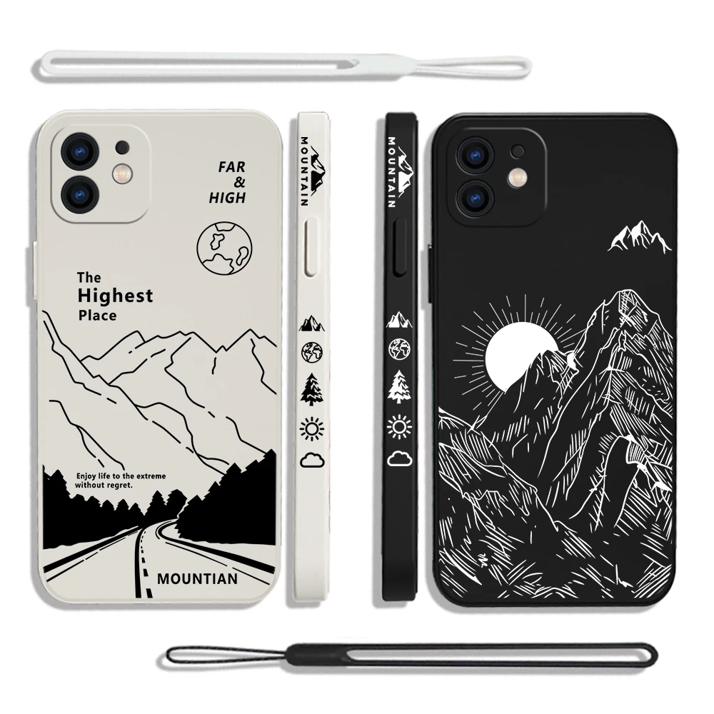 Climb Mountains Phone Case for Oneplus Nord 3 2 9R 9 8T 8 7 7T Pro 6 5G Liquid Silicone Cover with Hand Strap