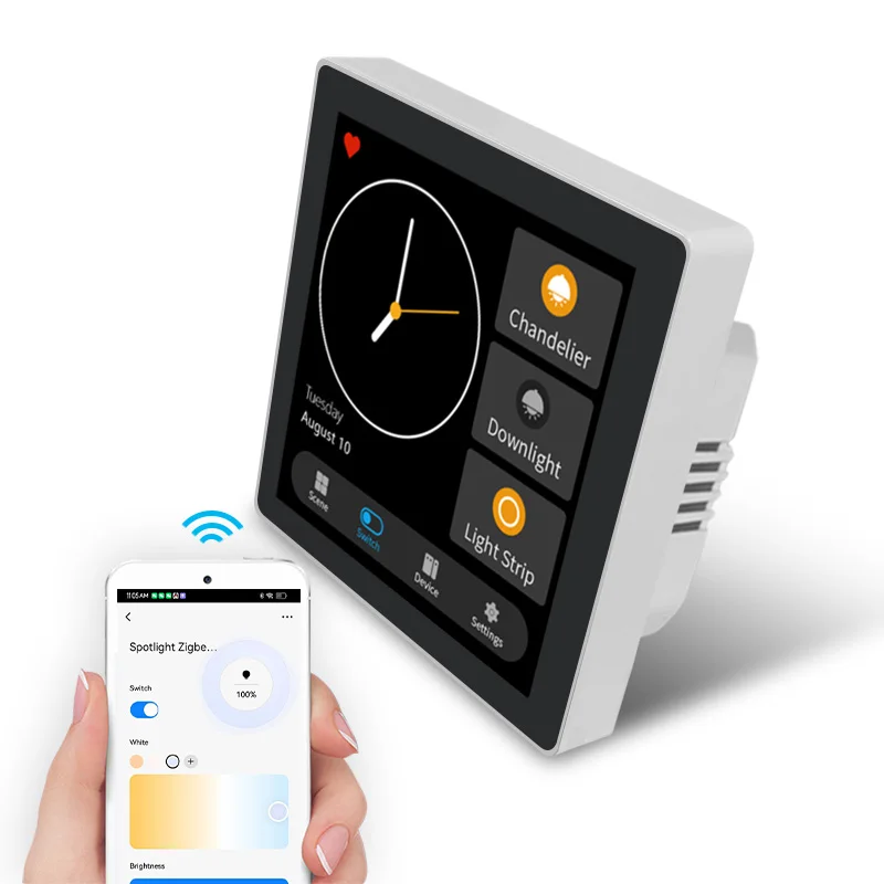 2023 factory 4inch  display Zigbee touch switch& smart home control scene panel Smart life app