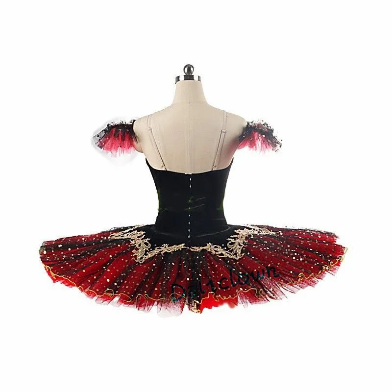 Nero rosso Tutu professionale l'esmeralda Performance Ballet Tutu piatto Pancake Tutu Dress Girls Kids Ballerina Party Costume