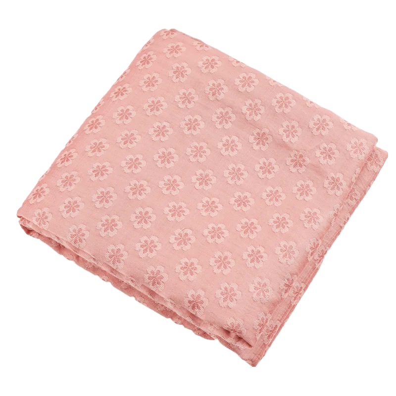2 Yards of Light Pink Solid Color Dark Patterned Small Cherry Blossom Floral Jacquard Fabric Made of Tencel Linen for Spring and