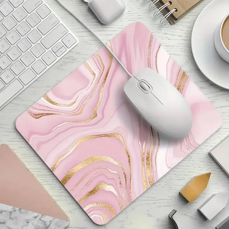 

Pink Gold Marble Mouse Pad Premium-Textured Small Mousepad Waterproof Non-Slip Rubber Base for Office Work Computer Mouse Mats