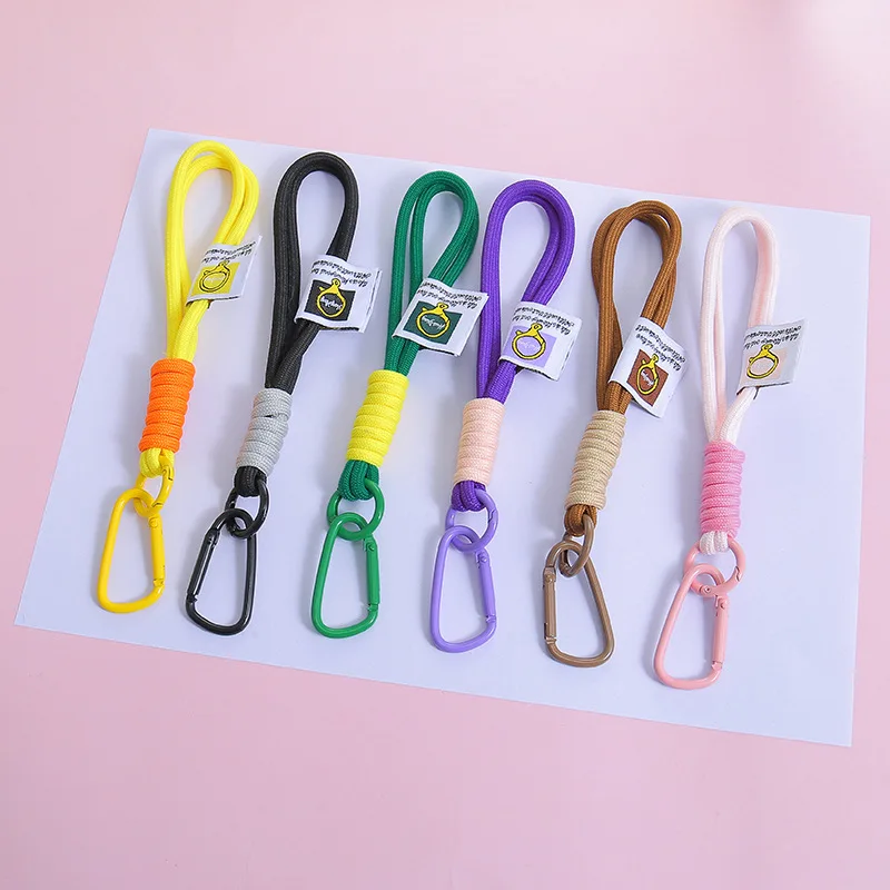 Kreative Schillernde Geflecht Seil Schlüsselbund Karabiner Schlüssel Ring Für Tasche Anhänger Zubehör Hängen Schnur DIY Schmuck Machen – Detail 7