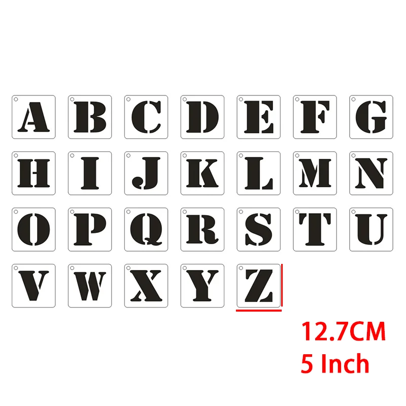 26 Pcs Alphabet Lowercase English Letters Bold Artistic Fonts Digital Stencils Painting Scrapbook Embossing Album Paper Template