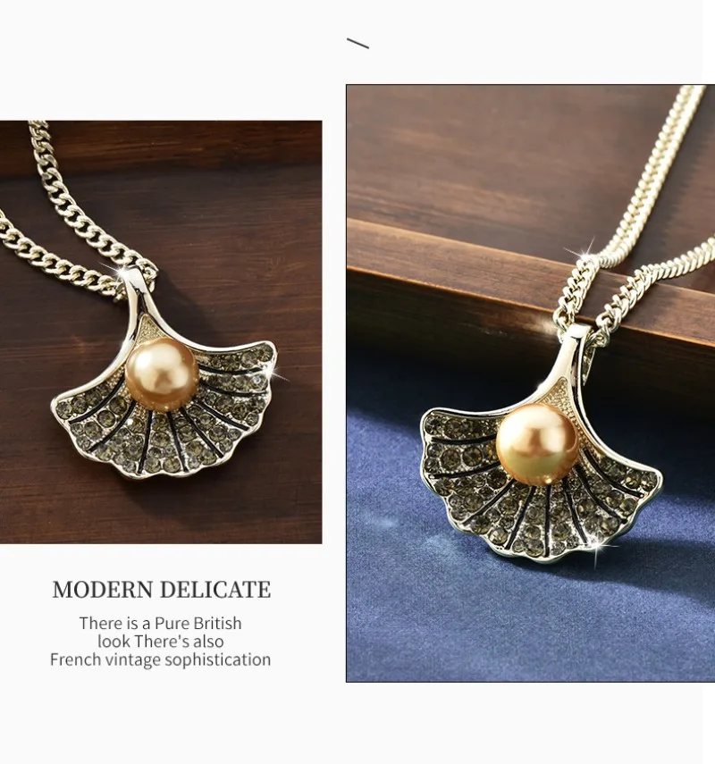 Это простая цепочка для свитера из кофейного золота, подходит для женщин осенью и зимой. Это элегантное и универсальное колье.