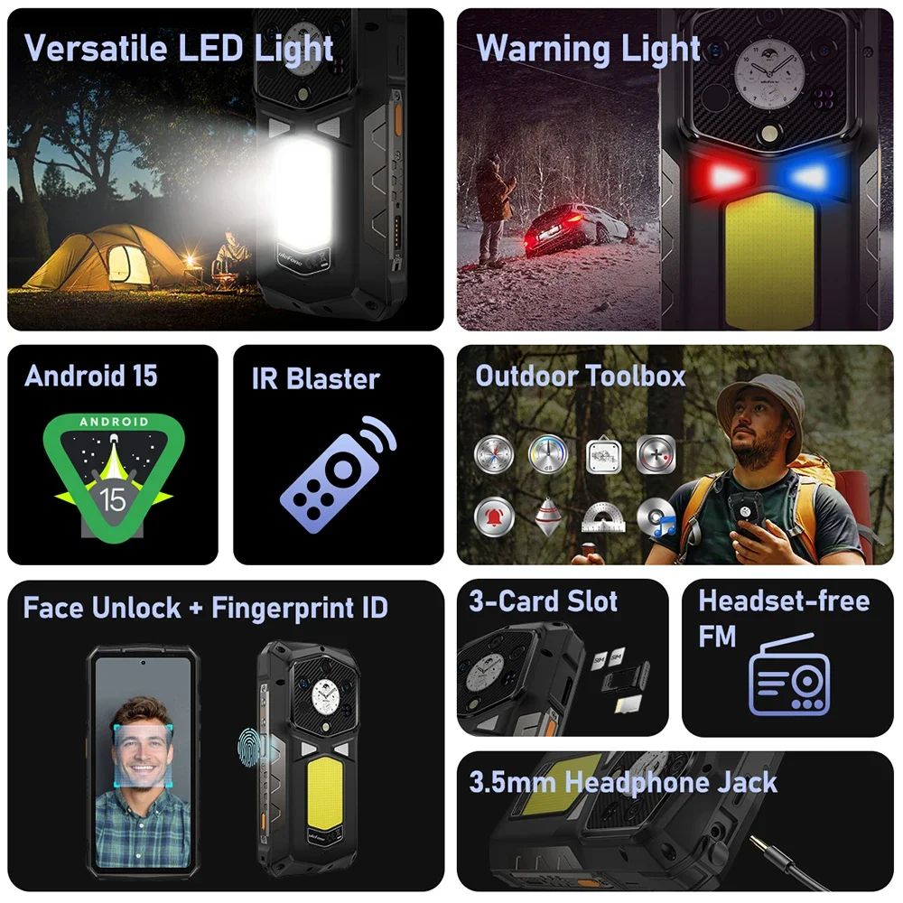 Ulefone Armor 29 Pro 5G Rugged Phone 21200mAh Smartphone Android 15 64MP Night Vision 120Hz 512GB ROM 6.67 Inch Cellphone NFC