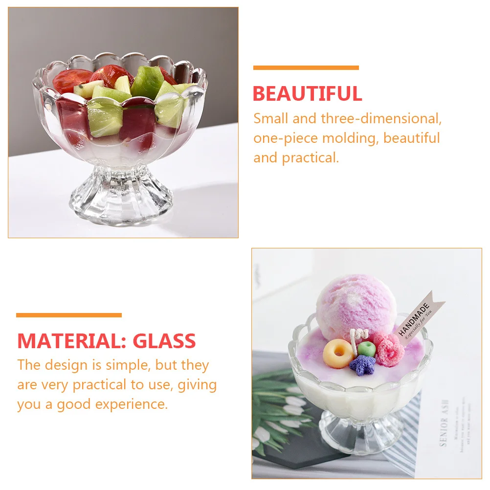 

6 шт., 100 мл, прозрачные стеклянные миски для десерта, чашки для мороженого, пудинга, легко чистящиеся многоразовые чашки для мороженого, стеклянная чашка, миска для десерта