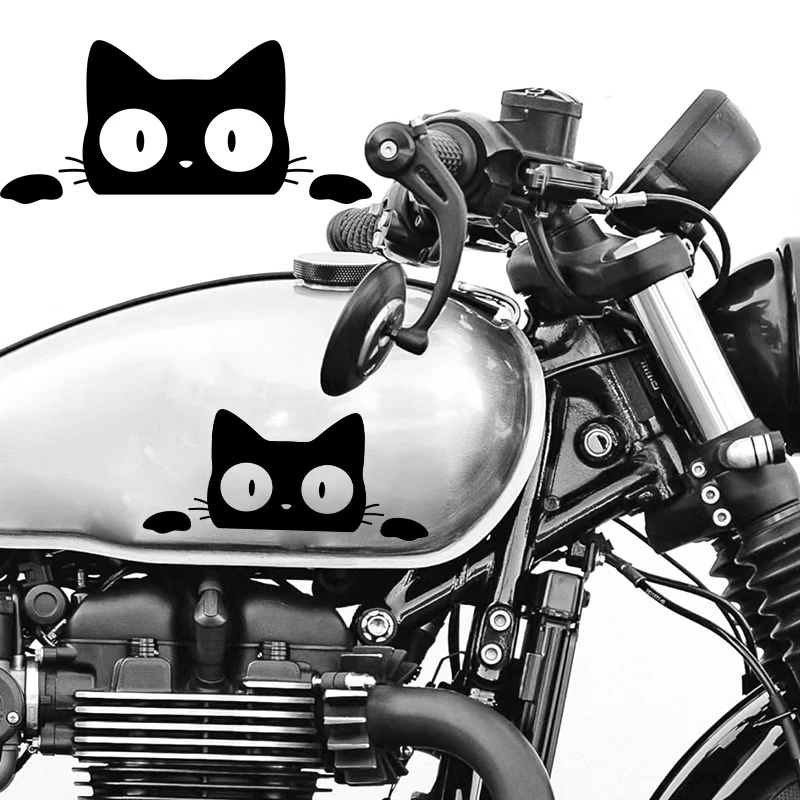 

Наклейки с изображением кота, животного, мотоцикла, для топливного бака, гоночного шлема, лобового стекла, скутера, тела, милые наклейки на мотоцикл