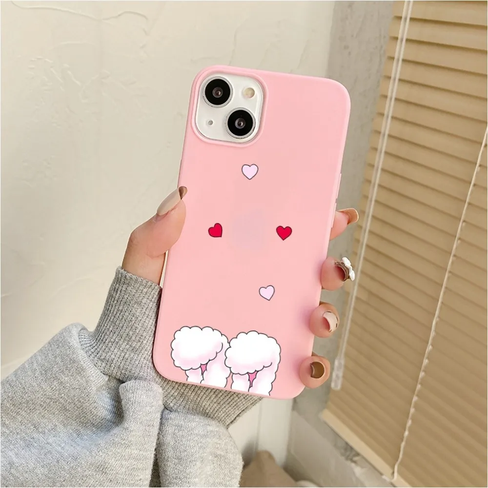 Etui na telefon Cute Pink Rabbit esther bunny do Iphone 11 13 14 Pro Max X Xr Xs Max Se2020 12 mini Pink Cover Case