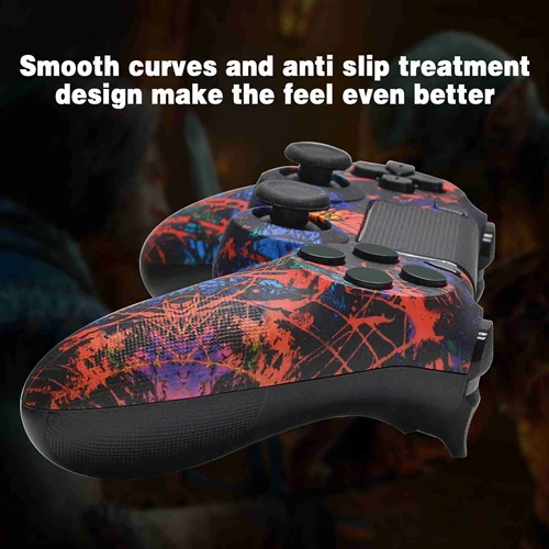 Imagen 2 del producto Para controlador de juego PS4, compatible con mando de juegos P4 Pro/P4 Slim/PC, compatible con panel táctil de 6 ejes/vibración/con clic táctil de 2 puntos, rojo w