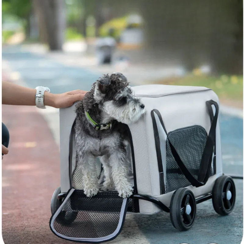 Portable Foldable Pet Suitcase, Large Capacity Cat Basket, Stretch Rod Transport Cage, Breathable Mesh Cats Products