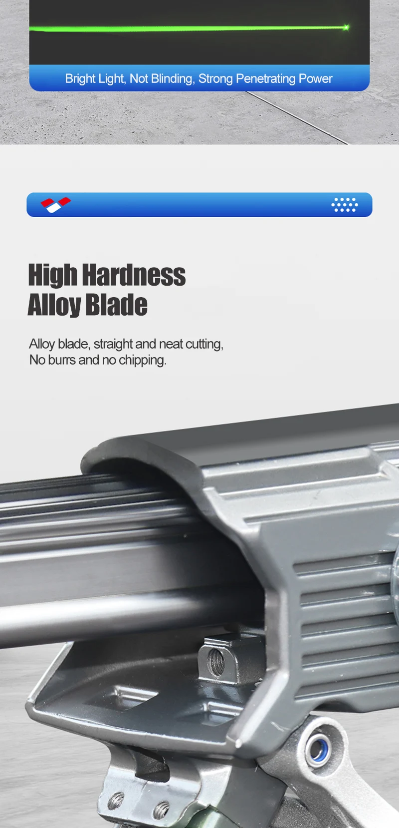 Neuer Manueller Fliesenschneider 1200mm mit Infrarot-Laserpositionierung, Bodenschneider mit Schiebemesser, Professionelles Handwerkzeug zum Fliesenschneiden – Detail 5