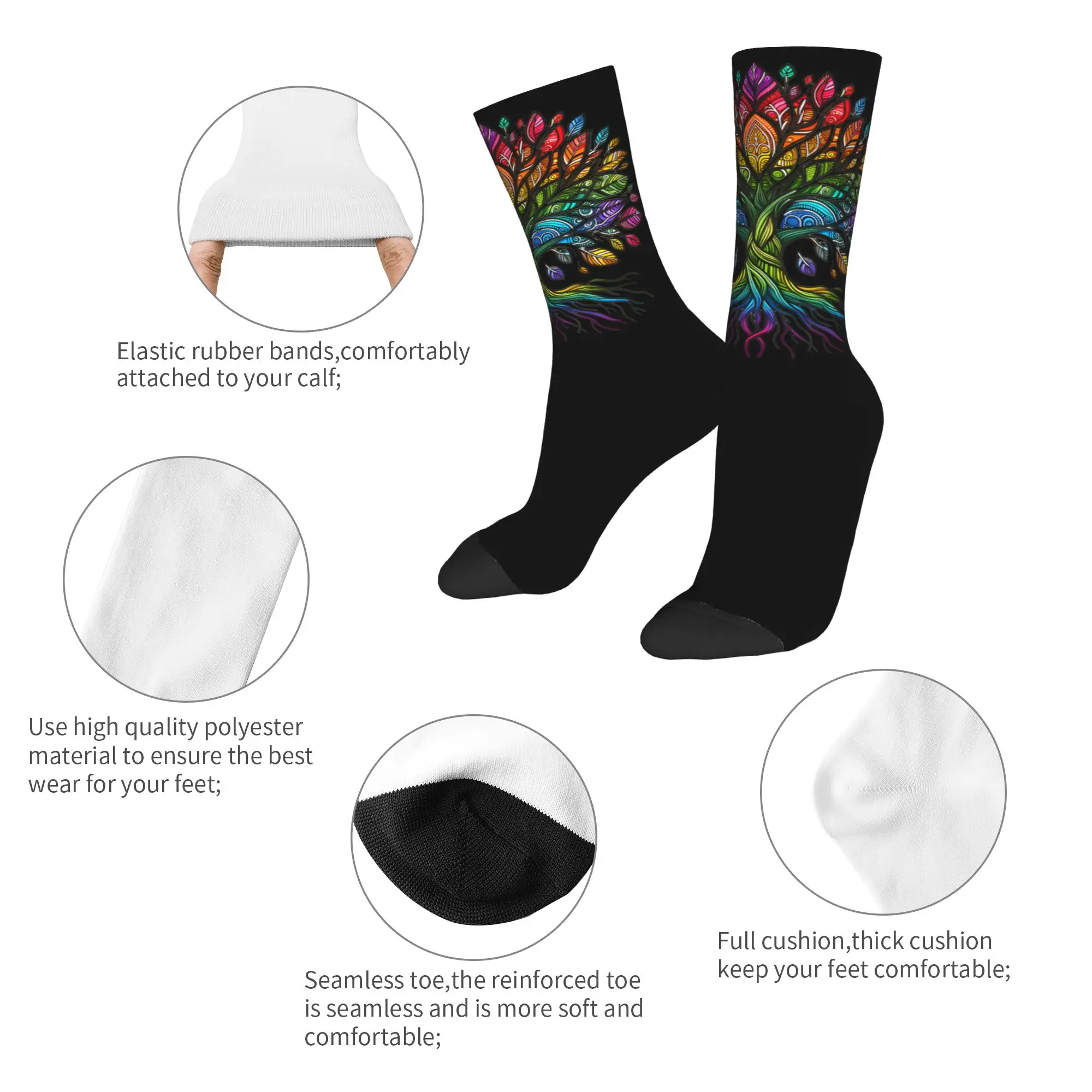 Funny Tree Life Rainbow LGBT Gay Pride Flag Ally Basketball Socks  Polyester Crew Socks for Women Men Breathable