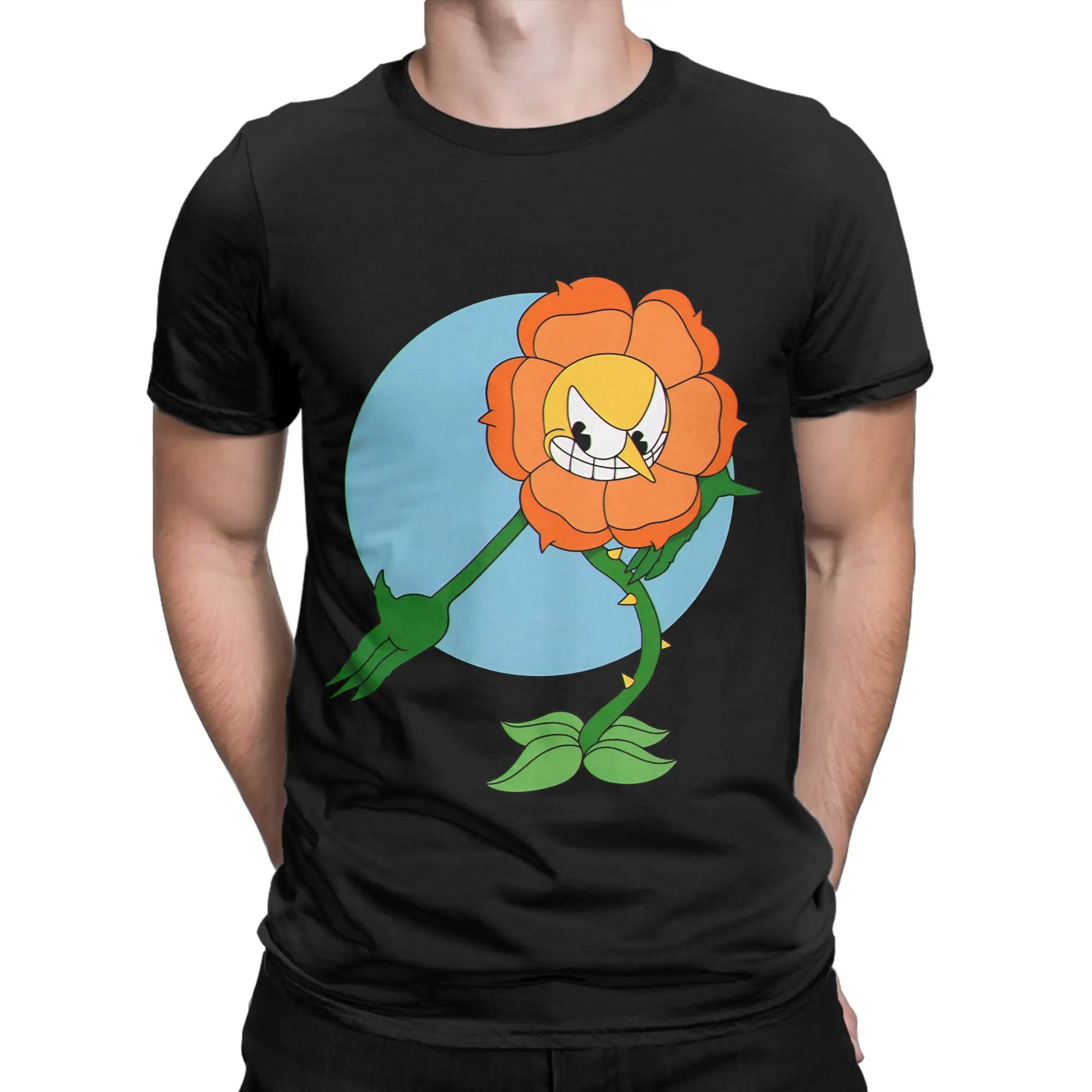 Funny Men Video Cuphead Games Gift Music Fans Graphic 100% Cotton T-Shirt Cuphead Tops Tees For Men